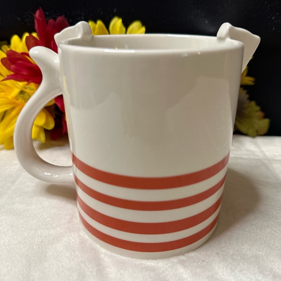 New Parker Lane 16 Oz Figural Red Stripe Dog Mug w/ Ears & Tail. - Picture 3 of 9